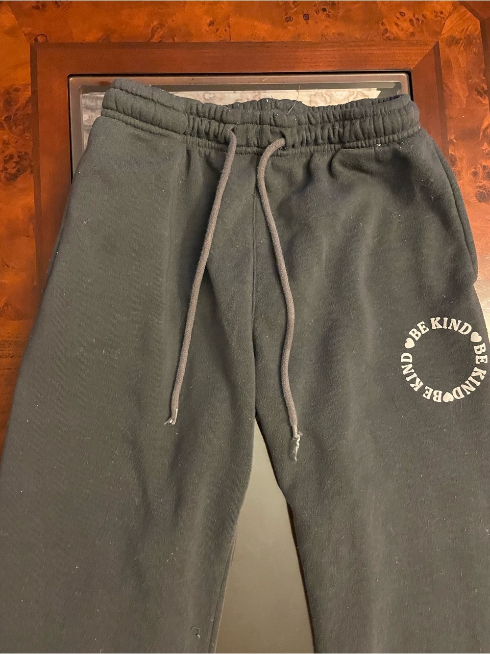 Dark Gray/Black 'Be Kind' Graphic Sweat pants Jogger Bottoms